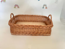 Load image into Gallery viewer, Wicker tray, wicker serving tray, fruit basket, craft basket,hamper basket, breakfast basket
