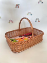 Load image into Gallery viewer, Wicker tray with handle, tray with handle, hamper basket, wicker basket with handle, fruit tray, breakfast tray, unpainted
