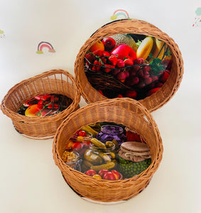 Wicker tray, wicker serving tray, round tray, fruit basket, breakfast basket