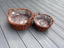 Load image into Gallery viewer, Wicker planters, wicker pots, garden decor planters x2
