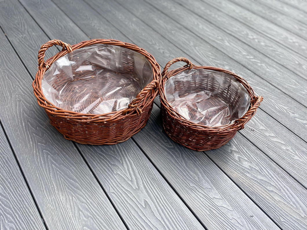Wicker planters, wicker pots, garden decor planters x2