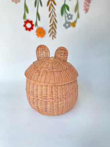 Storage basket Teddy, kids interior, storage basket, kids room, basket with lid, rattan basket, wicker basket, Cream