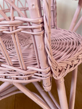 Load image into Gallery viewer, Pink wicker table and 2 chairs set, wicker toddler table set, rattan light pink table set, rattan chairs,

