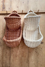 Load image into Gallery viewer, Double Hanging basket, wicker storage basket, herb basket, toy basket, vegetable basket, fruit basket in cream
