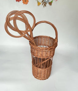 Umbrella Basket With Handle, Umbrella Stand, Wicker Umbrella Storage, Country Wicker Umbrella Stand