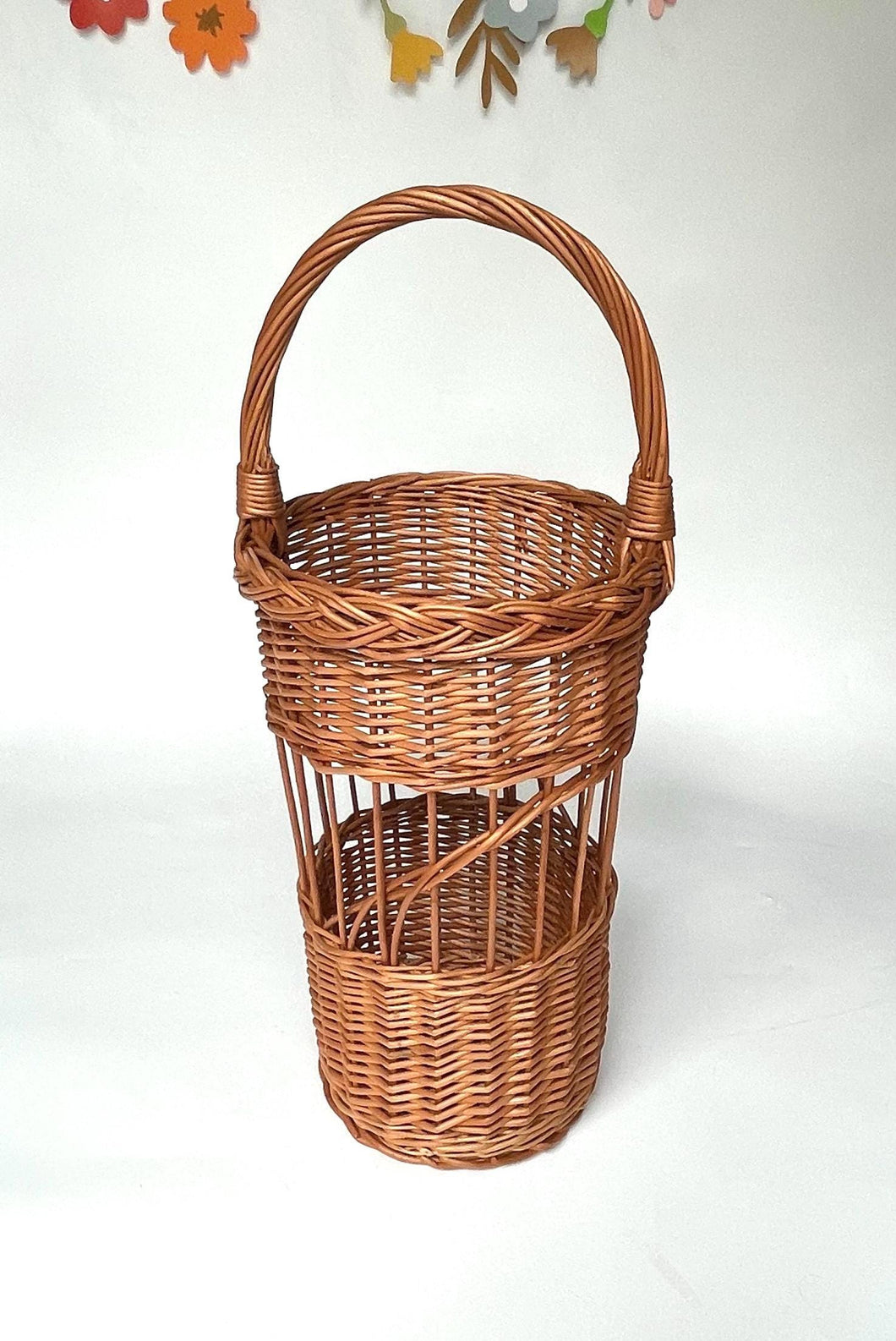 Umbrella Basket With Handle, Umbrella Stand, Wicker Umbrella Storage, Country Wicker Umbrella Stand