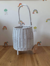 Load image into Gallery viewer, WHITE Wicker pull on trolley size M
