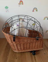 Load image into Gallery viewer, PET dog cat wicker carrier basket bike carrier basket bicycle animal carrier basket large
