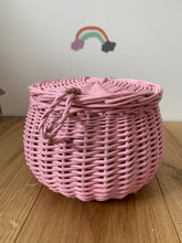 Load image into Gallery viewer, Light PINK storage basket kids interior storage wicker basket kids room, basket with lid, rattan basket, wicker basket
