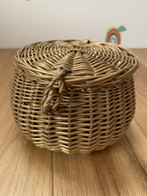 Load image into Gallery viewer, GOLD storage wicker basket kids interior kids room kids picnic basket, basket with lid, rattan basket, wicker basket
