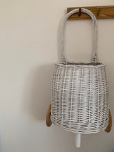 Load image into Gallery viewer, WHITE Wicker pull on trolley size M
