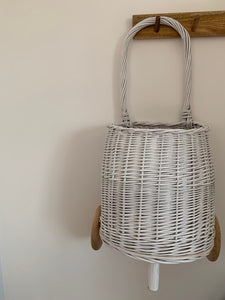 WHITE Wicker pull on trolley size M