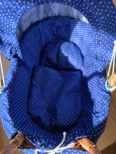 Load image into Gallery viewer, WICKER PRAM | doll pram | wicker doll pram UK |baby doll pram | pram toy | wooden pram | baby pram | wicker dolls pram | navy blue
