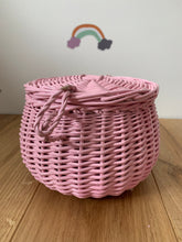 Load image into Gallery viewer, Light PINK storage basket kids interior storage wicker basket kids room, basket with lid, rattan basket, wicker basket
