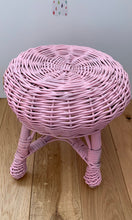 Load image into Gallery viewer, Wicker stool rattan stool kids chair baby chair kids wicker chair wicker chair rattan chair baby stool pink
