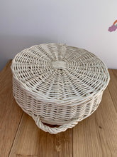 Load image into Gallery viewer, CREAM BLEACHED wicker rattan round storage basket , basket with lid
