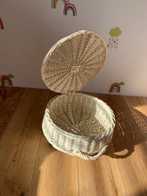 Load image into Gallery viewer, CREAM BLEACHED wicker rattan round storage basket , basket with lid
