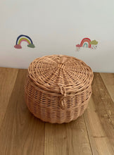 Load image into Gallery viewer, NATURAL LARGE storage basket kids interior storage wicker basket kids room, basket with lid, rattan basket, wicker basket
