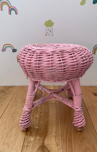 Load image into Gallery viewer, Wicker stool rattan stool kids chair baby chair kids wicker chair wicker chair rattan chair baby stool pink
