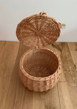 Load image into Gallery viewer, NATURAL LARGE storage basket kids interior storage wicker basket kids room, basket with lid, rattan basket, wicker basket
