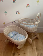 Load image into Gallery viewer, simple WICKER PRAM | doll pram | wicker doll pram UK |baby doll pram | pram toy | wooden pram | baby pram | wicker dolls pram | white
