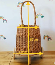 Load image into Gallery viewer, WHITE Wicker pull on trolley size M
