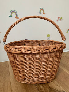 Bicycle wicker basket, basket with hooks, handlebars basket, front bike basket, bicycle basket, bike basket,  size M