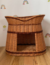 Load image into Gallery viewer, CAT house cat bed. 2 floors. Handmade from organic wicker.
