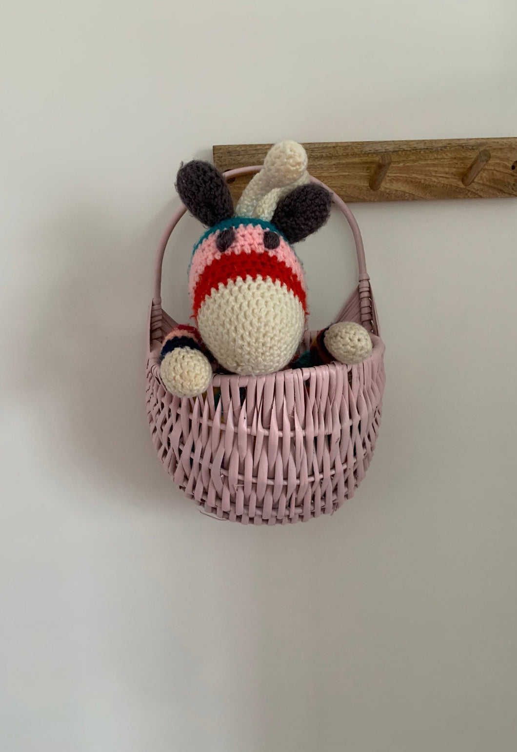 LIGHT PINK Wall hanging basket for accessories kids room kids decor flower basket