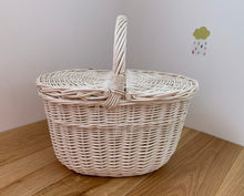 Load image into Gallery viewer, WHITE picnic basket storage basket sensory basket wicker picnic basket,
