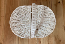 Load image into Gallery viewer, WHITE picnic basket storage basket sensory basket wicker picnic basket,
