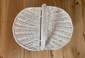 WHITE picnic basket storage basket sensory basket wicker picnic basket,