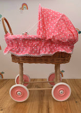 Load image into Gallery viewer, Wicker doll pram. Handmade and organic.
