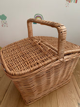 Load image into Gallery viewer, NATURAL picnic basket, wicker basket, wicker picnic basket, storage basket,  sensory basket size L
