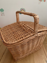 Load image into Gallery viewer, Picnic basket, wicker basket, wicker picnic basket, storage basket, sensory basket, size XL
