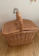 Load image into Gallery viewer, NATURAL picnic basket, wicker basket, wicker picnic basket, storage basket,  sensory basket size L
