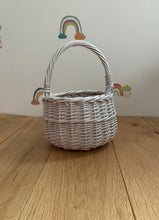 Load image into Gallery viewer, WHITE  kids basket | Easter basket | flower basket | wedding basket |sensory basket | egg hunt basket, flower girl basket, basket UK
