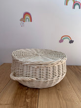 Load image into Gallery viewer, CREAM BLEACHED wicker rattan round storage basket , basket with lid
