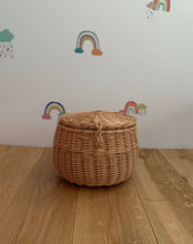 Load image into Gallery viewer, NATURAL LARGE storage basket kids interior storage wicker basket kids room, basket with lid, rattan basket, wicker basket
