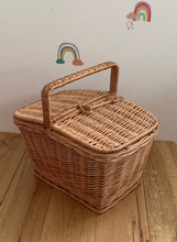 Load image into Gallery viewer, Picnic basket, wicker basket, wicker picnic basket, storage basket,  sensory basket size L
