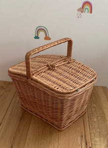 Picnic basket, wicker basket, wicker picnic basket, storage basket, sensory basket, size XL