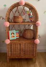 Load image into Gallery viewer, Wicker bookcase, wicker shelf, wicker cabinet, kids interior, kids furniture, kids wicker shelf, bedside cabinet, rattan cabinet
