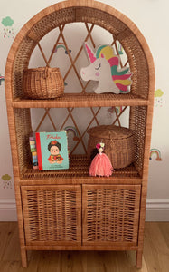 Wicker bookcase, wicker shelf, wicker cabinet, kids interior, kids furniture, kids wicker shelf, bedside cabinet, rattan cabinet