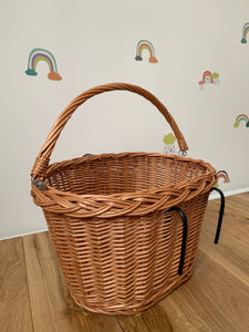 Bicycle wicker basket, basket with hooks, handlebars basket, front bike basket, bicycle basket, bike basket,  size M