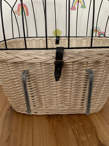 Cat wicker bicycle basket, dog bicycle basket, cat carrier basket, bike basket, bicycle basket, dog basket, cat basket,cream white unpainted