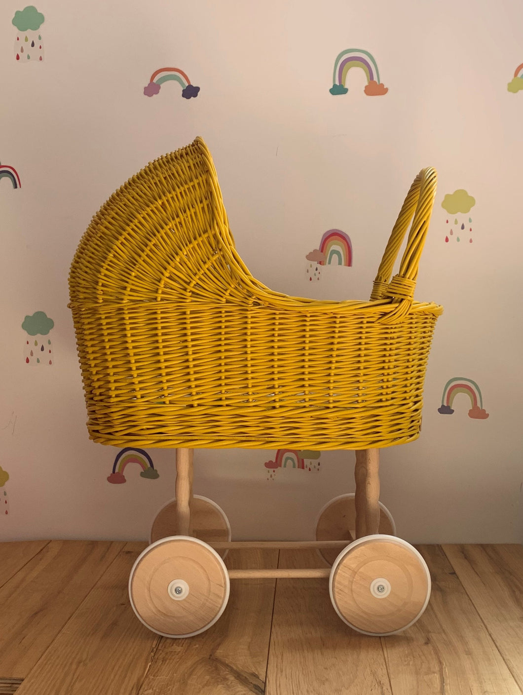 Tall WICKER PRAM | doll pram | wicker doll pram UK |baby doll pram | pram toy | wooden pram | baby pram | wicker dolls pram | mustard