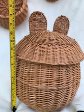 Load image into Gallery viewer, Storage basket ‘Bear’ size L  kids interior storage wicker basket kids room, basket with lid, rattan basket, wicker basket
