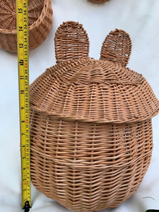 Storage basket ‘Bear’ size L  kids interior storage wicker basket kids room, basket with lid, rattan basket, wicker basket