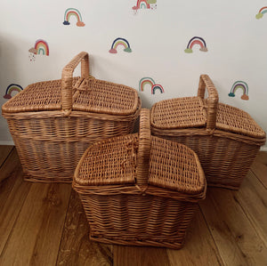 Small kids NATURAL picnic basket storage basket sensory basket