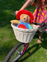 Load image into Gallery viewer, Kids bicycle basket, scooter basket, bike basket with leather straps, kids wicker basket
